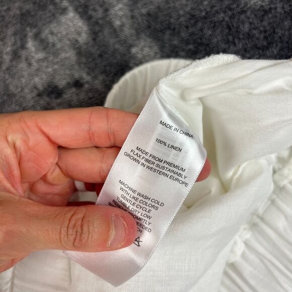 Quince White 100% European Linen Pull On Pants Women's L Pockets Wide Leg - Picture 5 of 12
